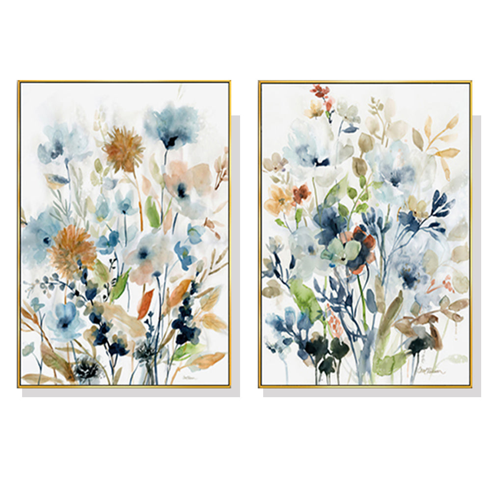 Floral Beauty Gold Framed Canvas Set Of 2 60cmx90cm