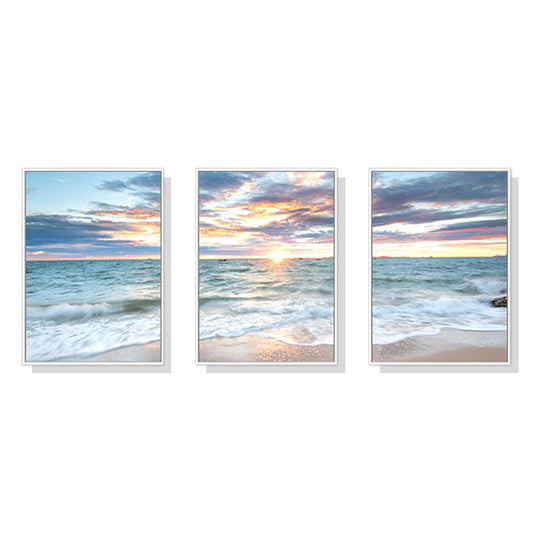 Good Morning Sunshine! White Frame Canvas Set Of 3 50cmx70cm