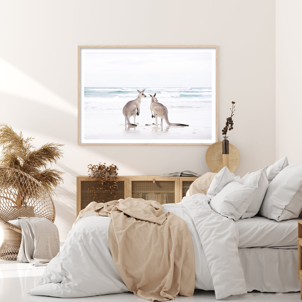 Roos Day At The Beach Wood Frame Canvas 70cmx100cm