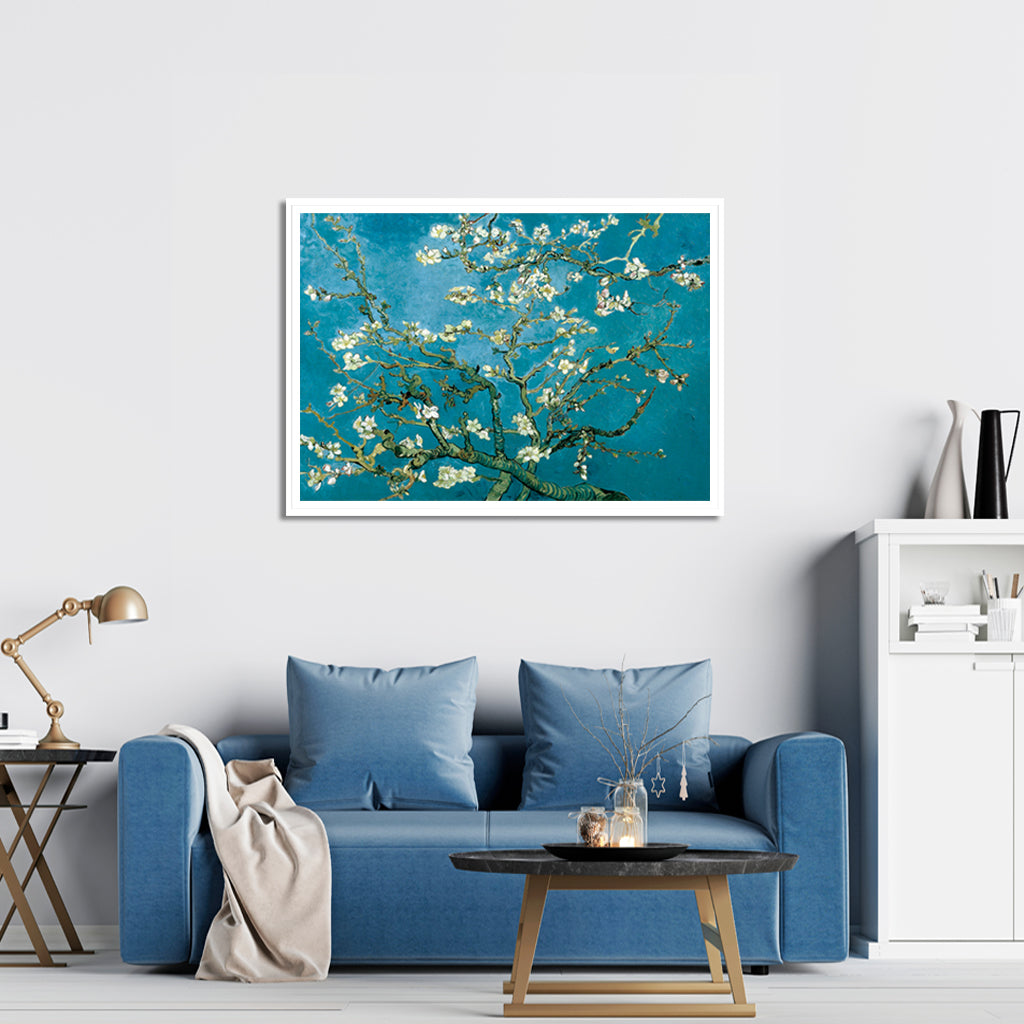 Wall Art Van Gogh Almond Blossom White Frame Canvas 50cmx70cm