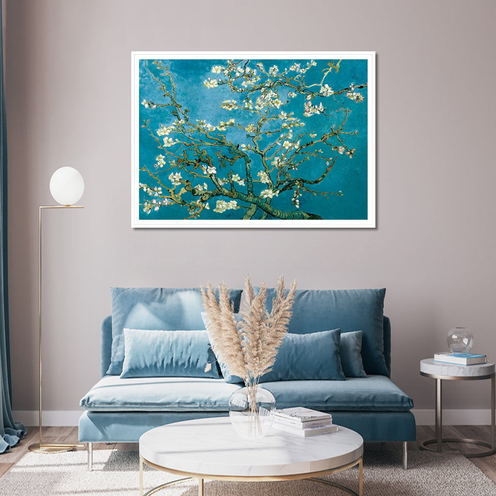 Wall Art Van Gogh Almond Blossom White Frame Canvas 50cmx70cm