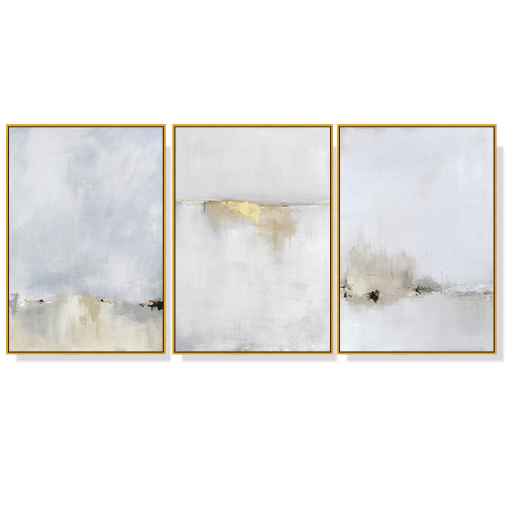 What Do YOU See? Set of 3 Abstract Gold Framed Canvas Wall Art 50cmx70cm