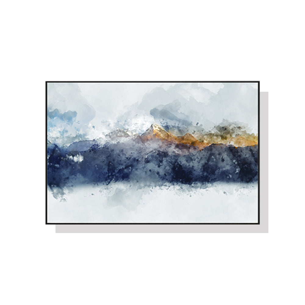 Sun Dappled Mountain Ranges Black Framed Canvas Wall Art 70cmx100cm