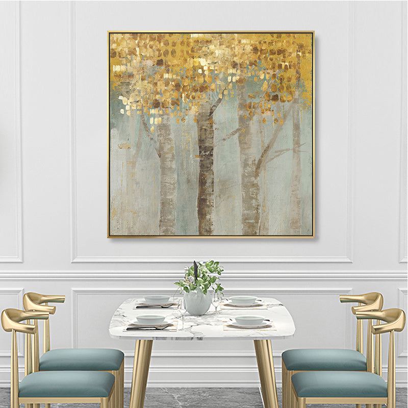 Autumnal Trees Set Of 2 Gold Framed Canvas Wall Art 70cmx70cm