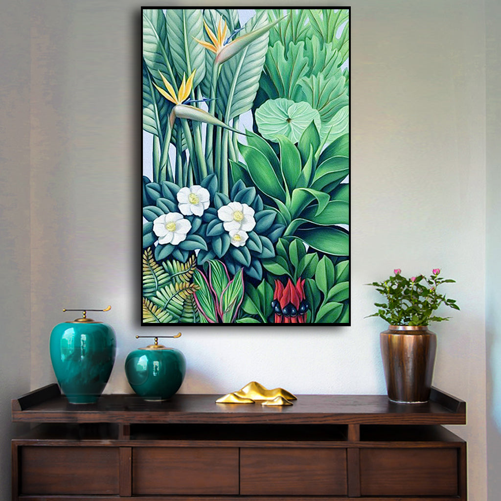 Equatorial Garden Black Framed Canvas 70cmx100cm