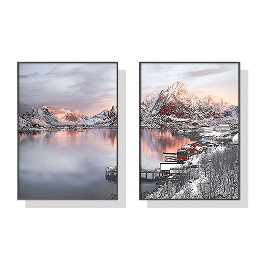 Norðvegr - The 'North Way' Set Of 2 Black Framed Canvas 70cmx100cm