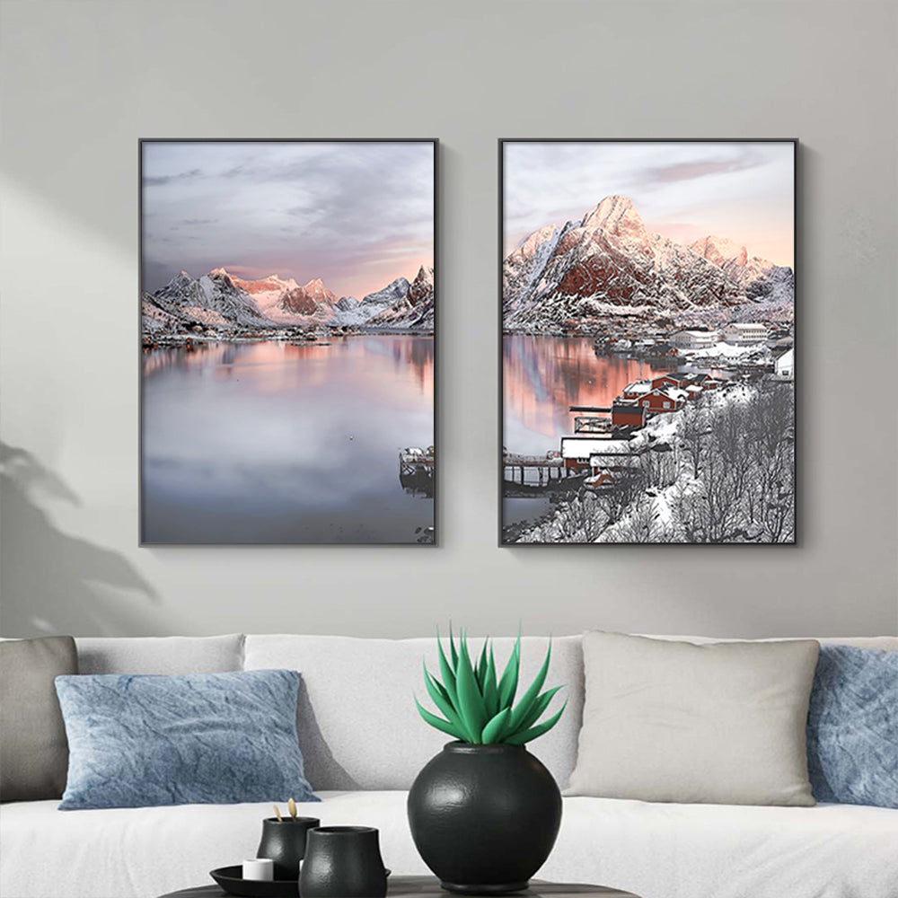 Norðvegr - The 'North Way' Set Of 2 Black Framed Canvas 70cmx100cm