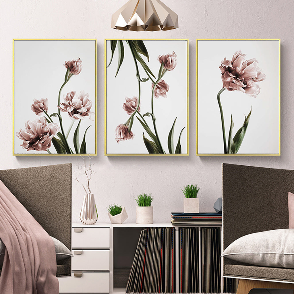 Too Pretty To Pick Set Of 3 Gold Framed Canvas 70cmx100cm