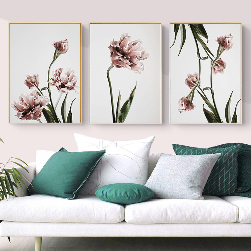 Too Pretty To Pick Set Of 3 Gold Framed Canvas 70cmx100cm