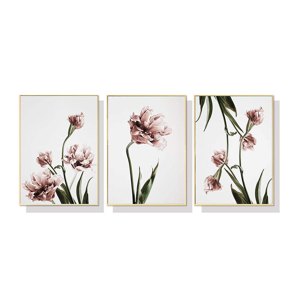 Too Pretty To Pick Set Of 3 Gold Framed Canvas 100cmx150cm