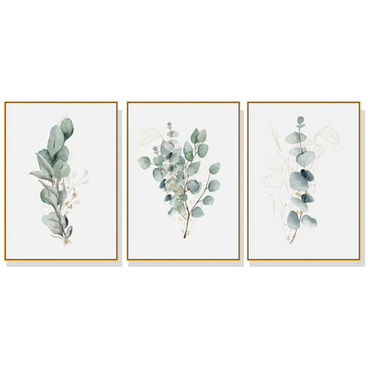 Australian Gum Leaves Set Of 3 Gold Framed Canvas 70cmx100cm