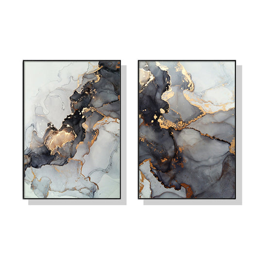 A Dark View Set Of 2 Black Framed Canvas 40cmx60cm