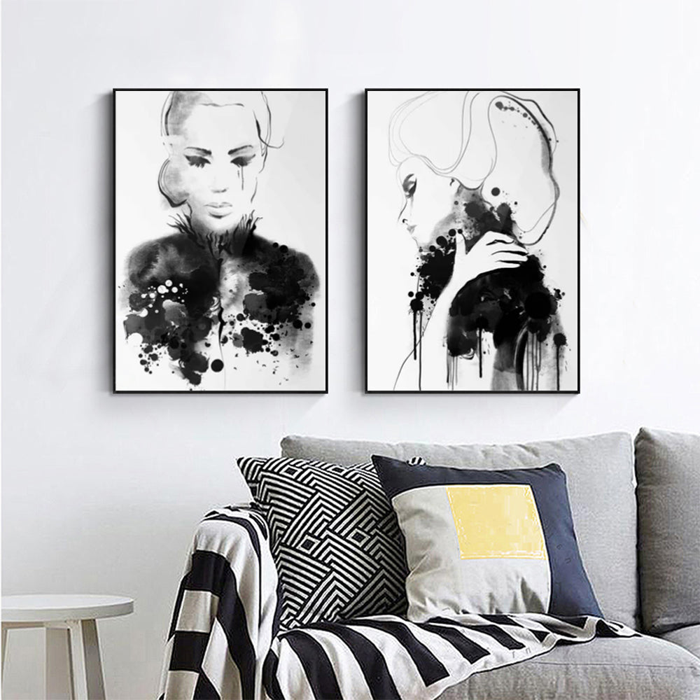 A Dark Mood Set Of 2 Black Framed Canvas 90cmx135cm