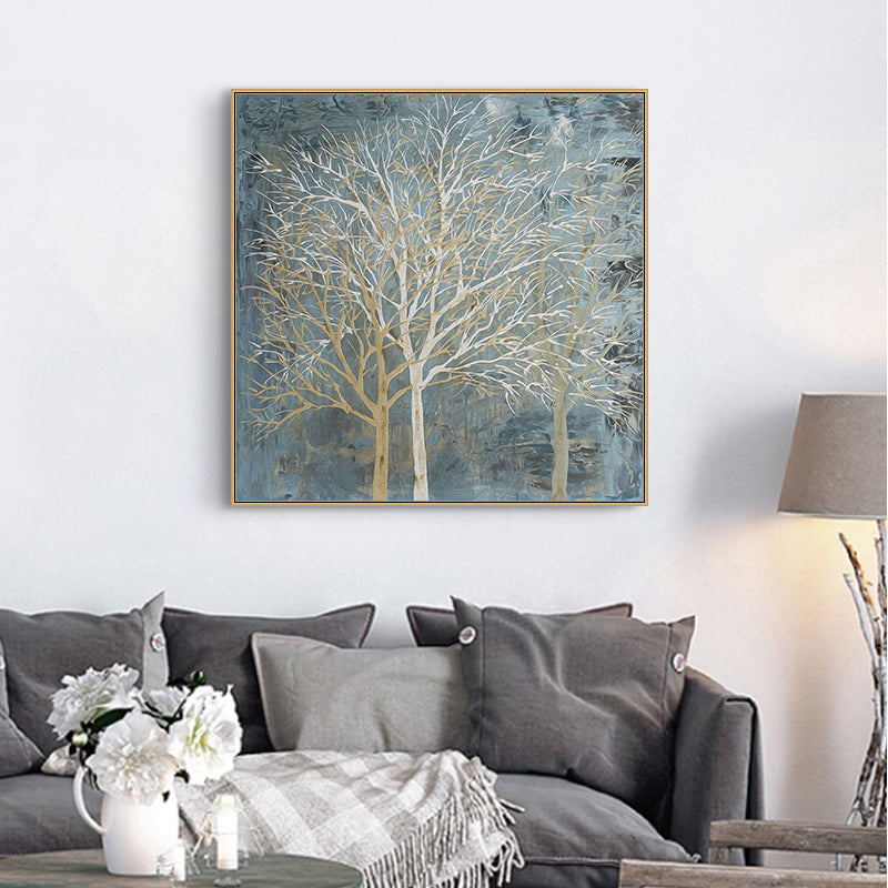 Autumn Evening Gold Framed Canvas 100cmx100cm