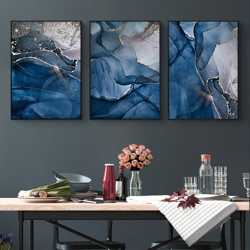 Terrestrial Views Set Of 3 Black Frame Canvas 70cmx100cm