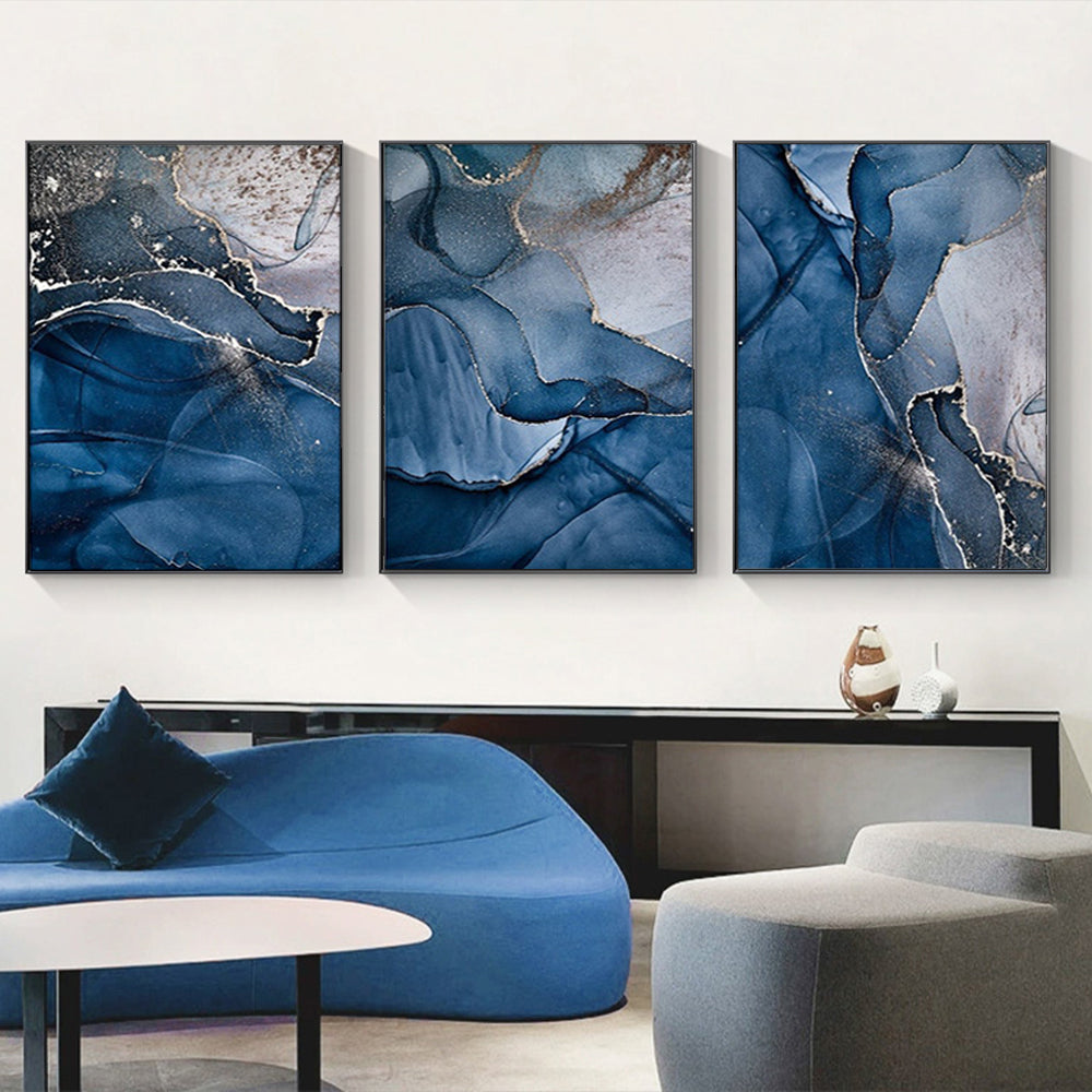 Terrestrial Views Set Of 3 Black Frame Canvas 70cmx100cm