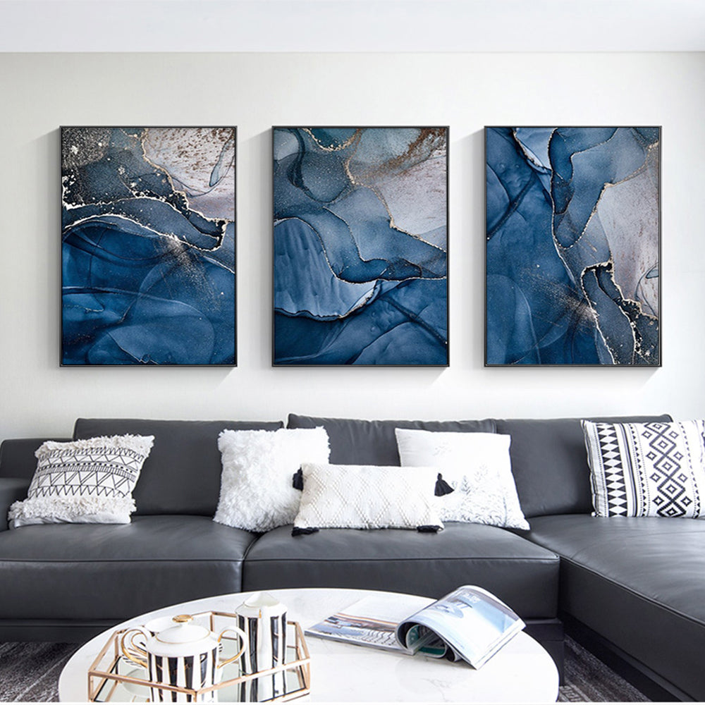 Terrestrial Views Set Of 3 Black Frame Canvas 80cmx120cm