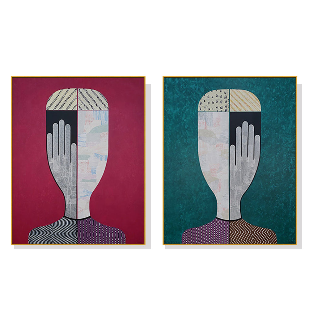 Peek A Who? Set Of 2 Gold Framed Canvas 80cmx120cm