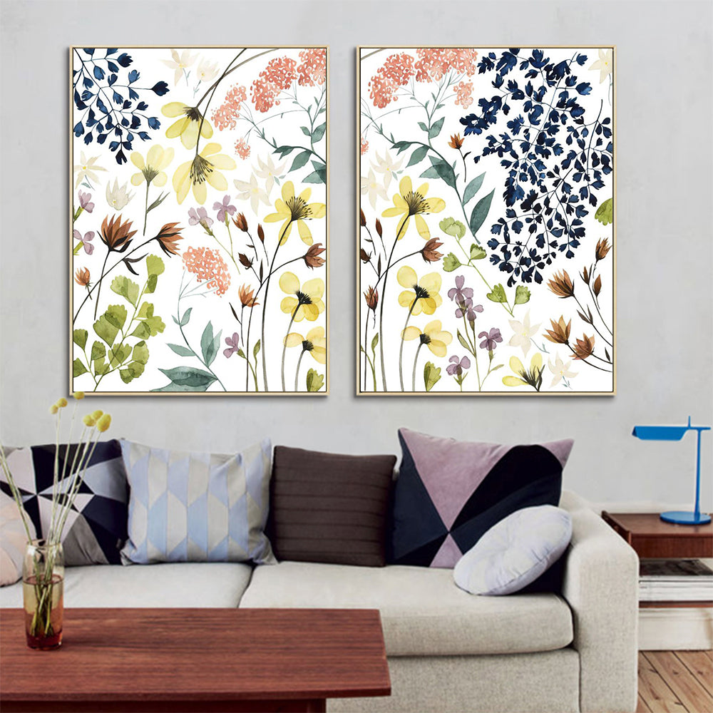 Flowers In Springtime Bloom Set Of 2 Gold Framed Canvas 90cmx135cm