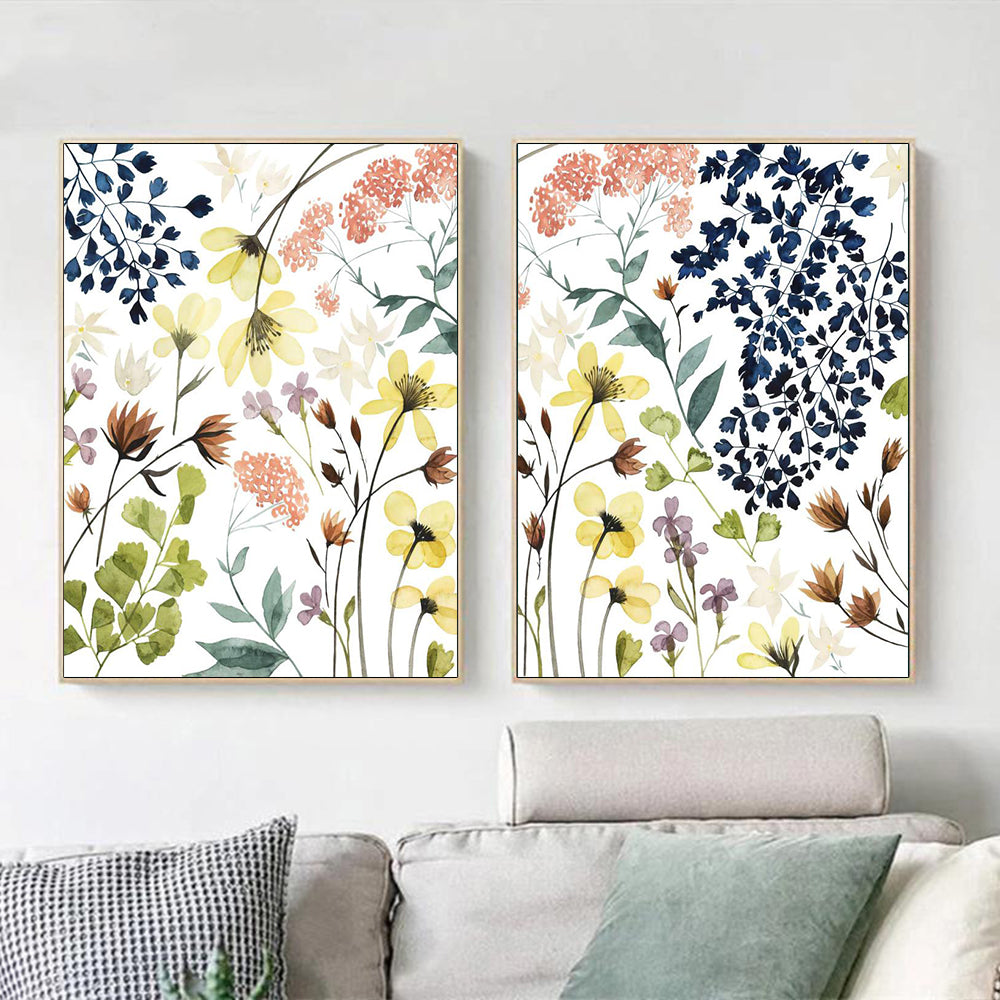 Flowers In Springtime Bloom Set Of 2 Gold Framed Canvas 90cmx135cm