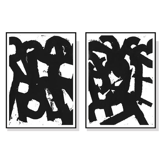 Lattice Reflect Set Of 2 Black Framed Canvas 80cmx120cm