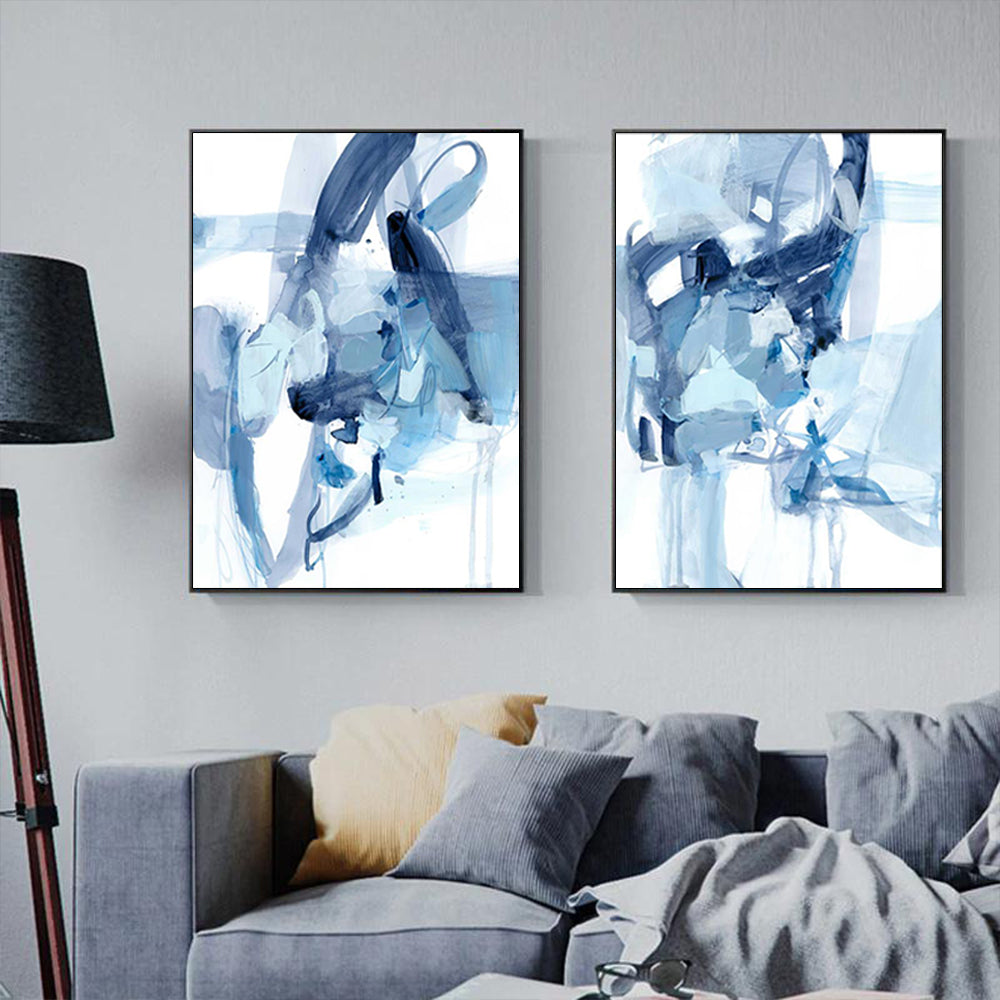 Got The Blues? Set Of 2 Black Framed Canvas 80cmx120cm