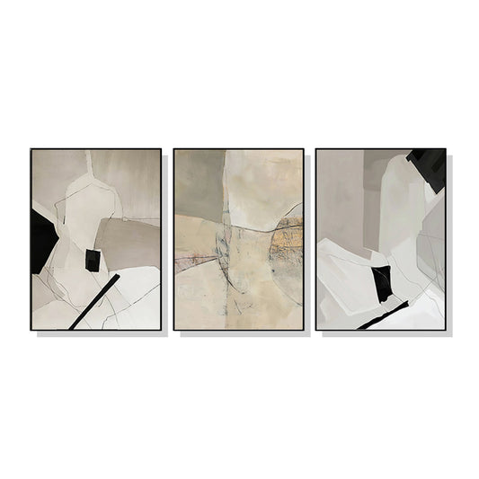 Cracks & Fissures Set Of 3 Black Framed Canvas 80cmx120cm