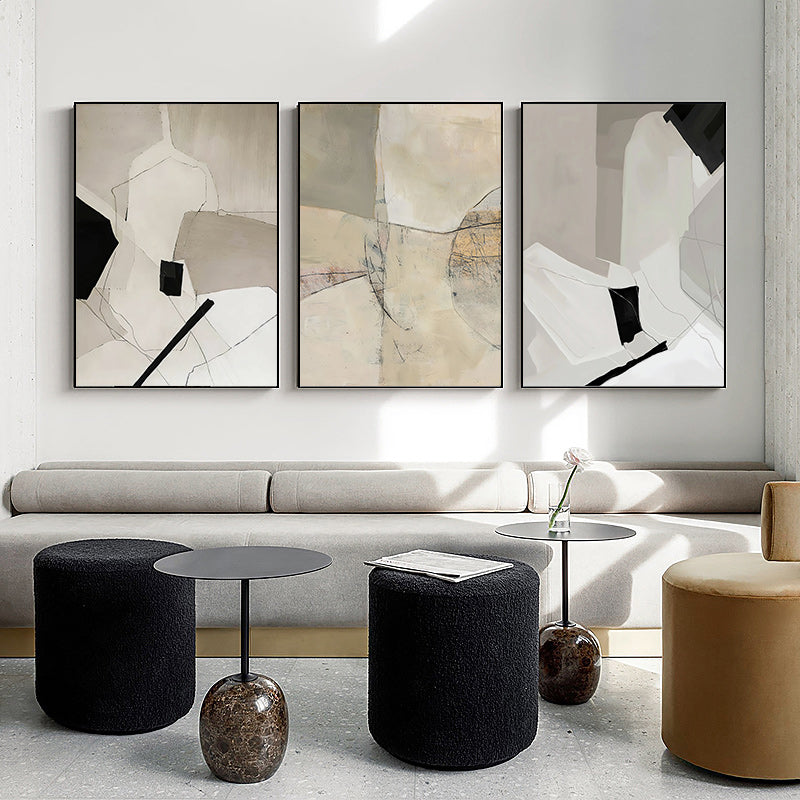 Cracks & Fissures Set Of 3 Black Framed Canvas 80cmx120cm