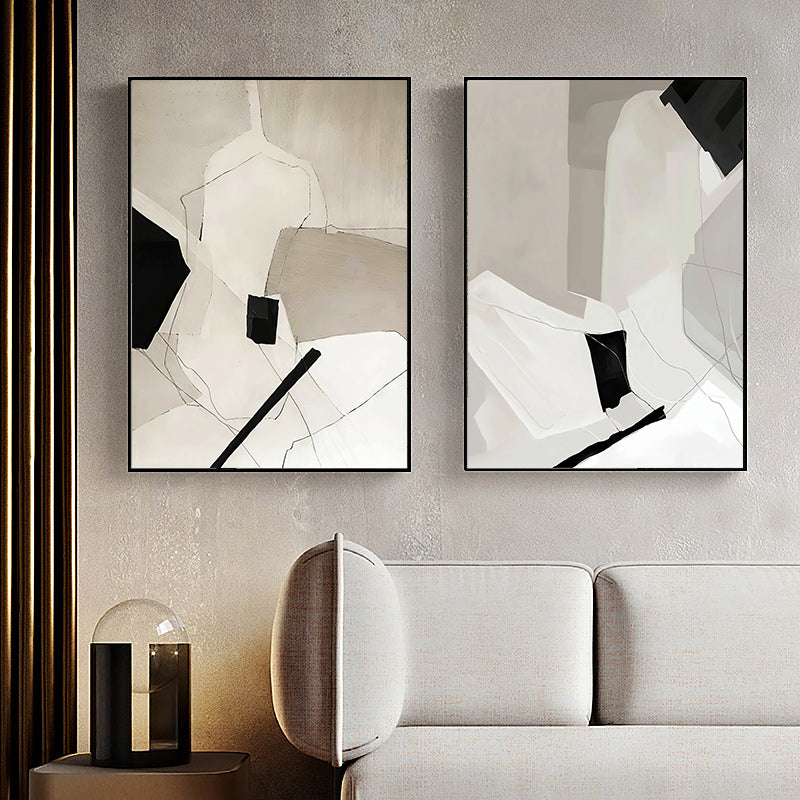 Cracks & Fissures Set Of 3 Black Framed Canvas 80cmx120cm