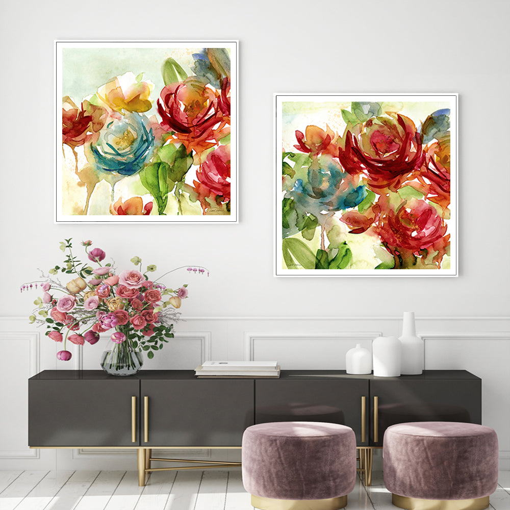 Artist Series - Carol Robinson Set Of 2 White Framed Canvas 80cmx80cm