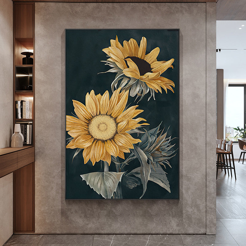 Stunning Sunflowers Black Framed Canvas 90cmx135cm