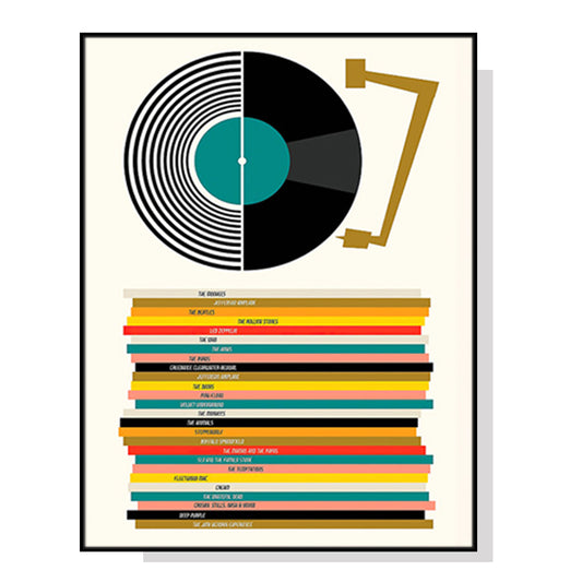 Record Tunes Black Framed Canvas 100cmx150cm