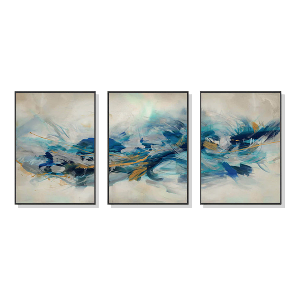 Exploring The Cosmos Set Of 3 Black Framed Canvas 70cmx100cm