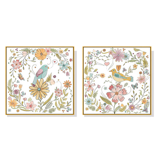 The Perfect Perch Set Of 2 Gold Framed Canvas 100cmx100cm