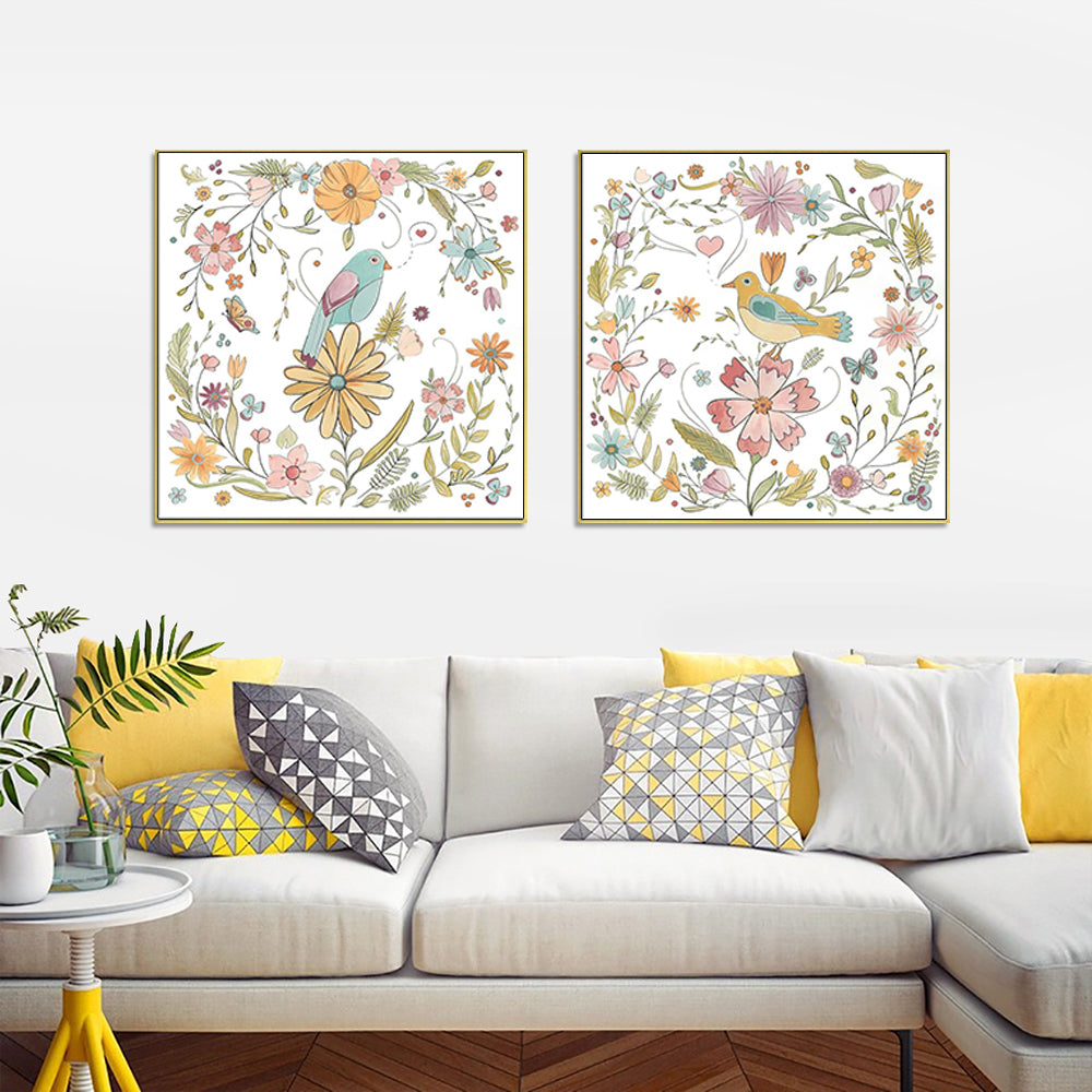 The Perfect Perch Set Of 2 Gold Framed Canvas 100cmx100cm