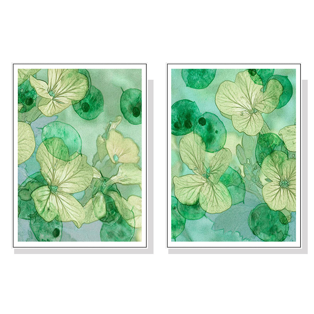 Pond Lilies Set Of 2 White Framed Canvas 40cmx60cm