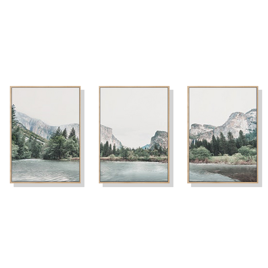 'Ahwahnee' California, USA Set Of 3 Wood Frame Canvas 70cmx100cm