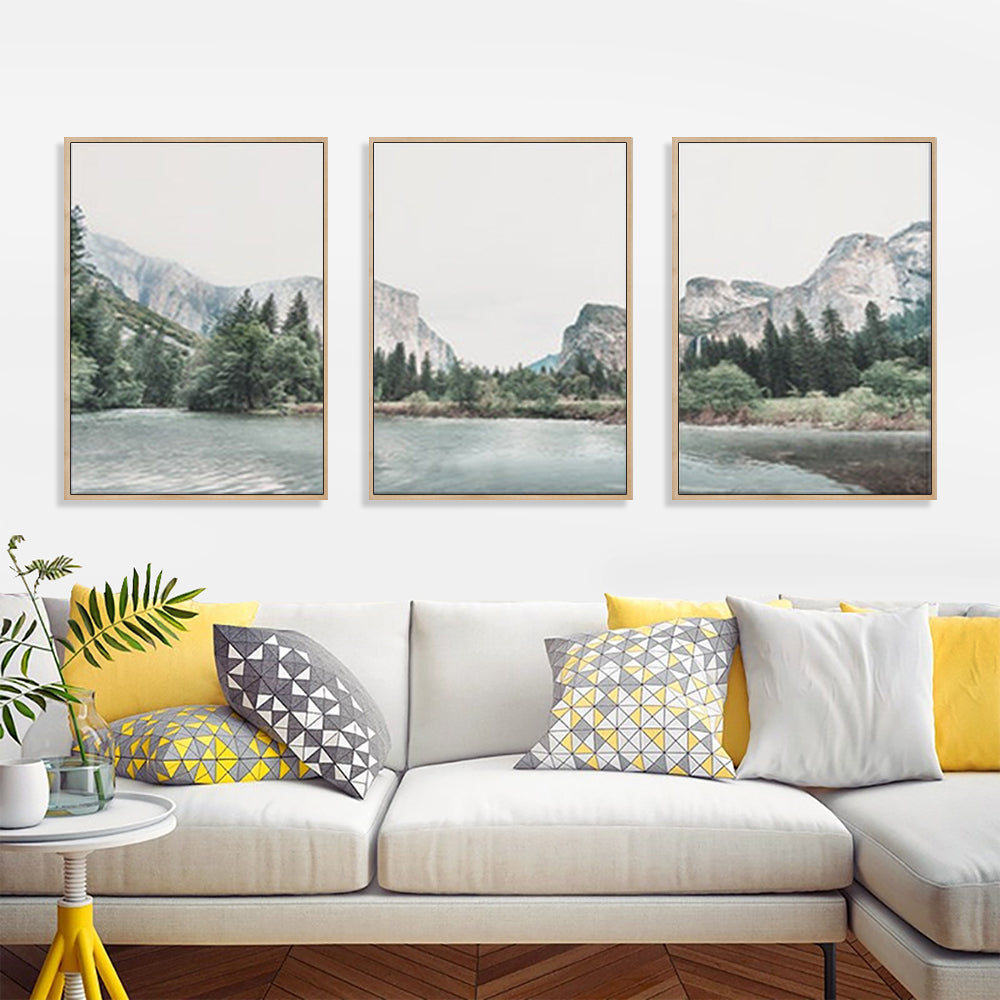 'Ahwahnee' California, USA Set Of 3 Wood Frame Canvas 70cmx100cm