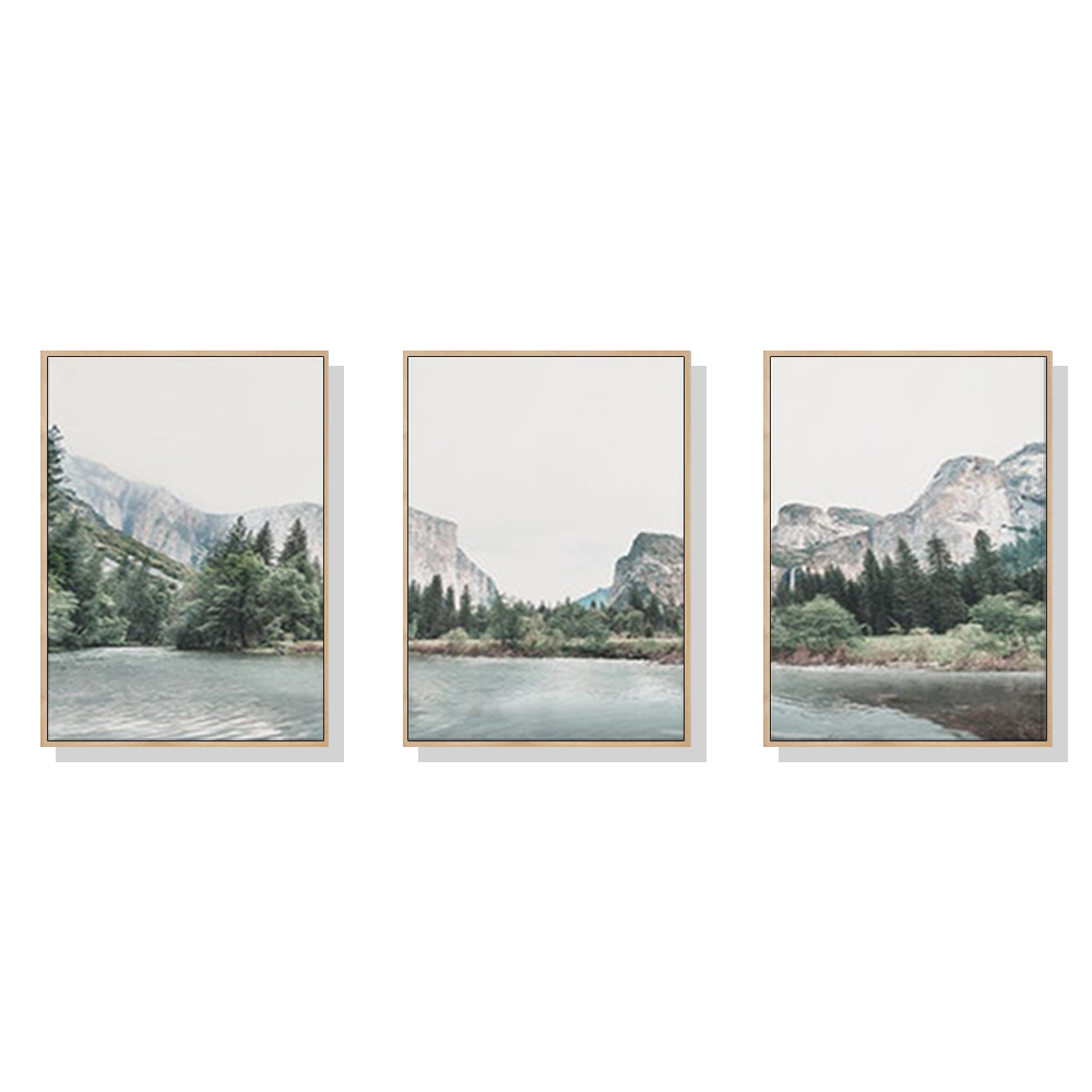 'Ahwahnee' California, USA Set Of 3 Wood Frame Canvas 80cmx120cm