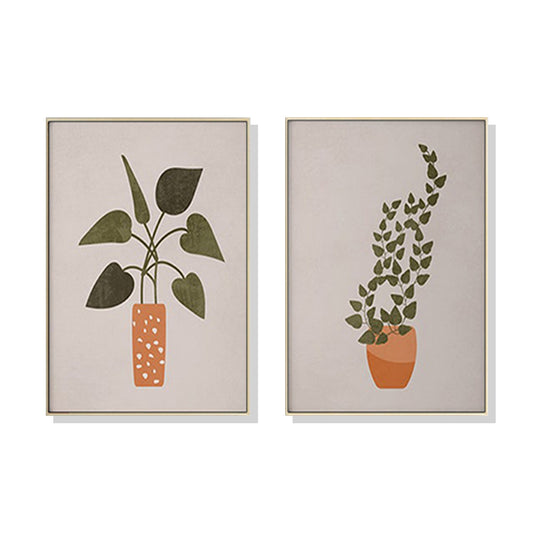 City Chic Pots Set Of 2 Gold Framed Canvas 80cmx120cm