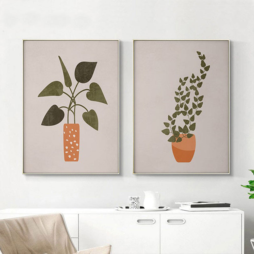 City Chic Pots Set Of 2 Gold Framed Canvas 80cmx120cm