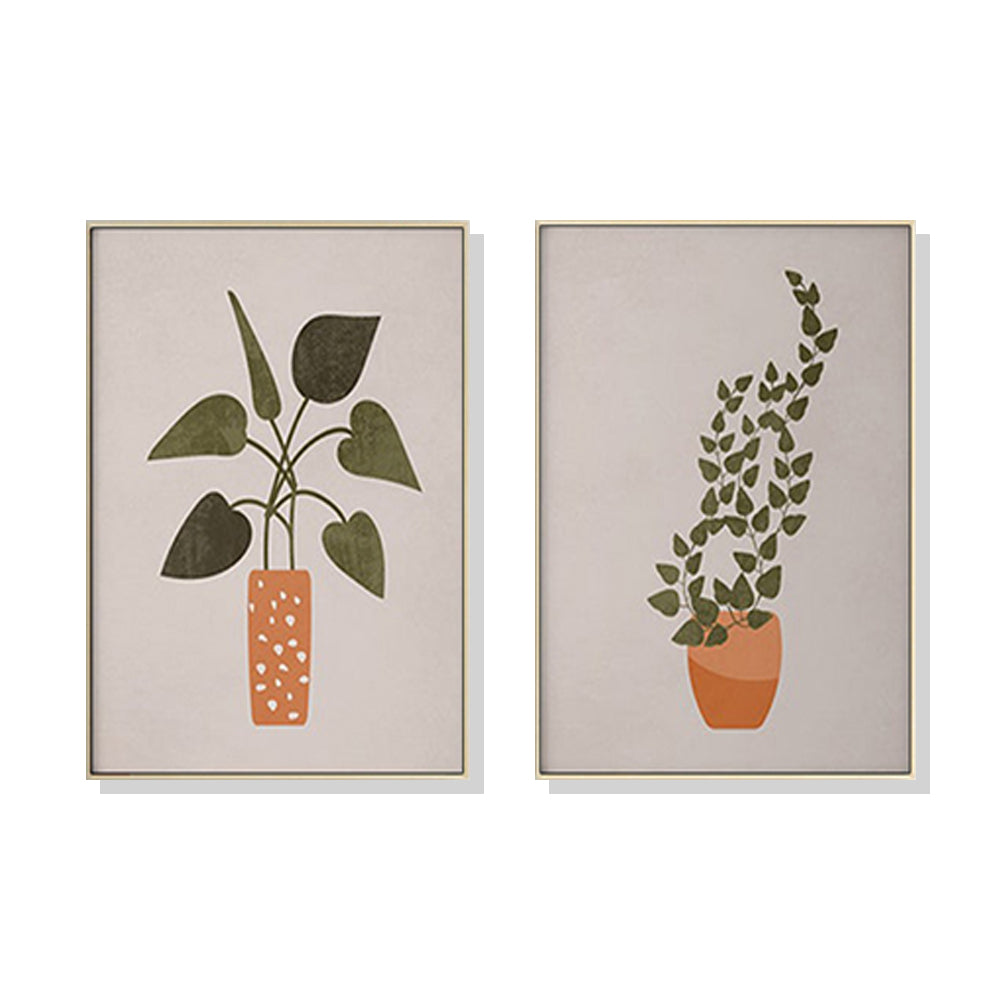 City Chic Pots Set Of 2 Gold Framed Canvas 70cmx100cm