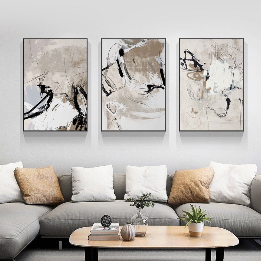 Lost In A Murky Sea Set Of 3 Black Frame Canvas 80cmx120cm