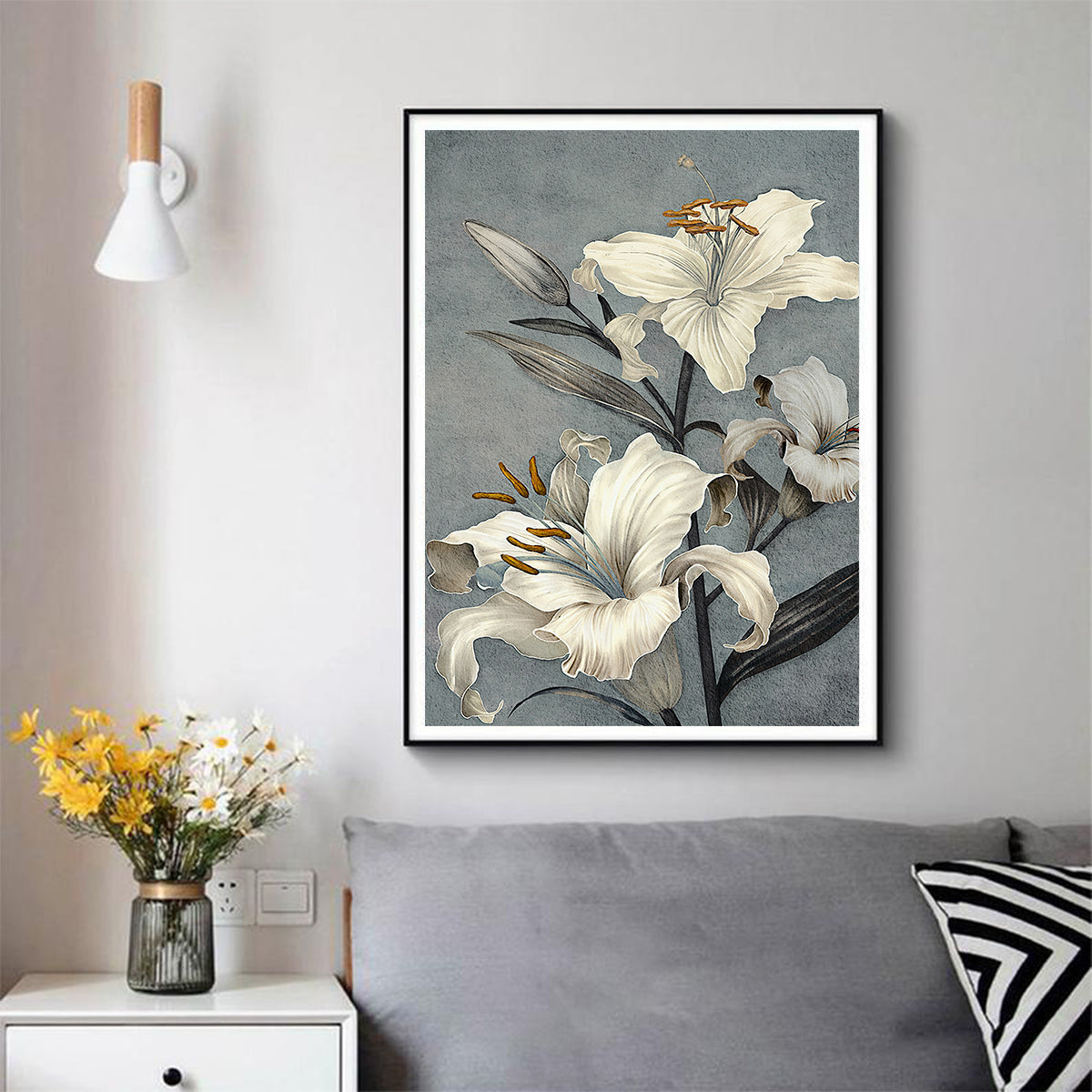 Delicate As A Flower Black Framed Canvas 100cmx150cm