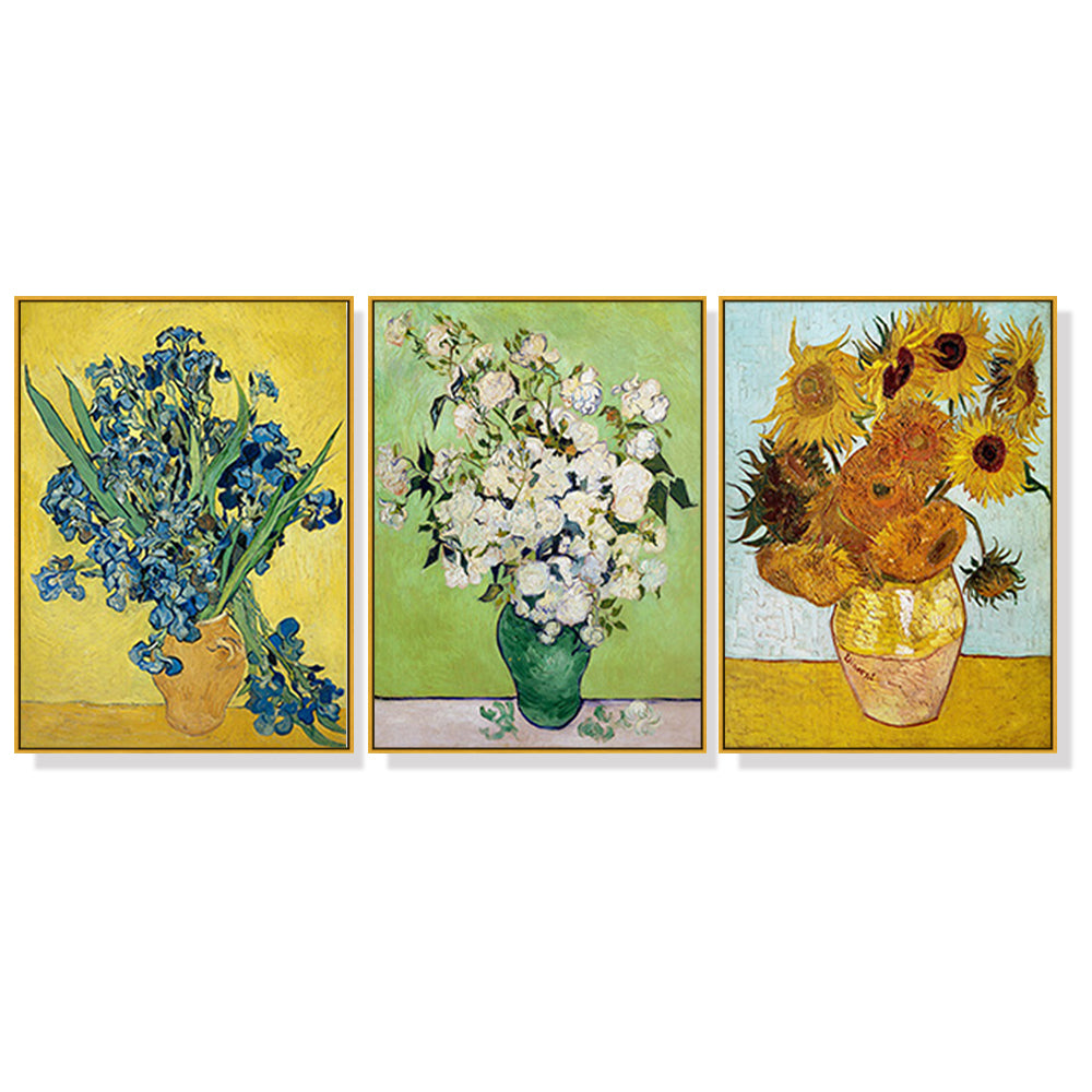 Artist Series - Van Gogh Set Of 3 Gold Framed Canvas 70cmx100cm