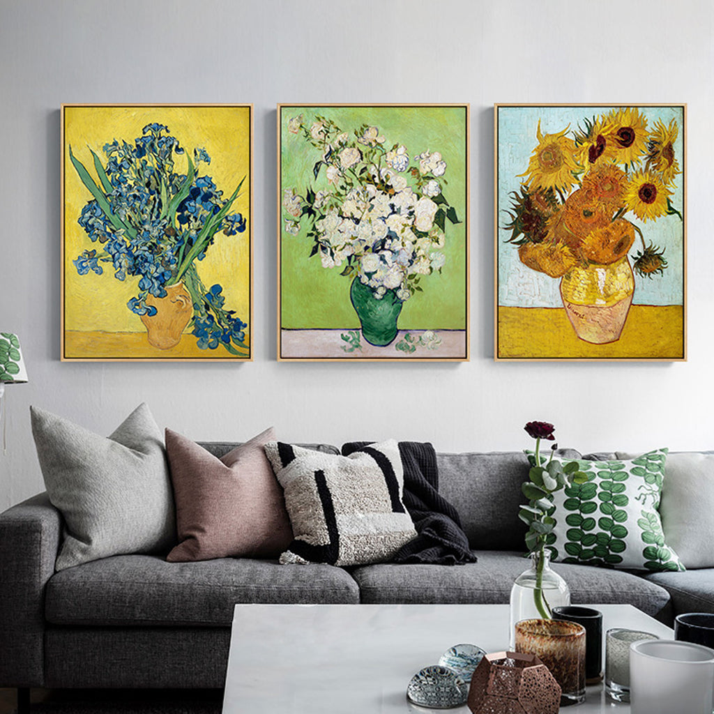 Artist Series - Van Gogh Set Of 3 Gold Framed Canvas 70cmx100cm