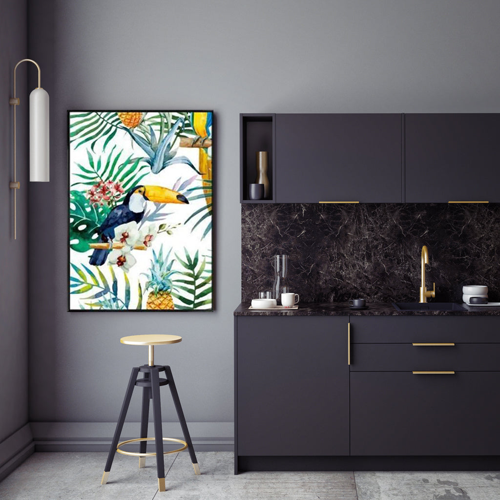 Bird In Paradise Black Framed Canvas 50cmx70cm