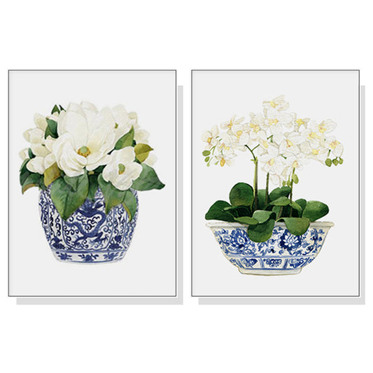 Potted Beauty Set Of 2 White Framed Canvas 80cmx120cm