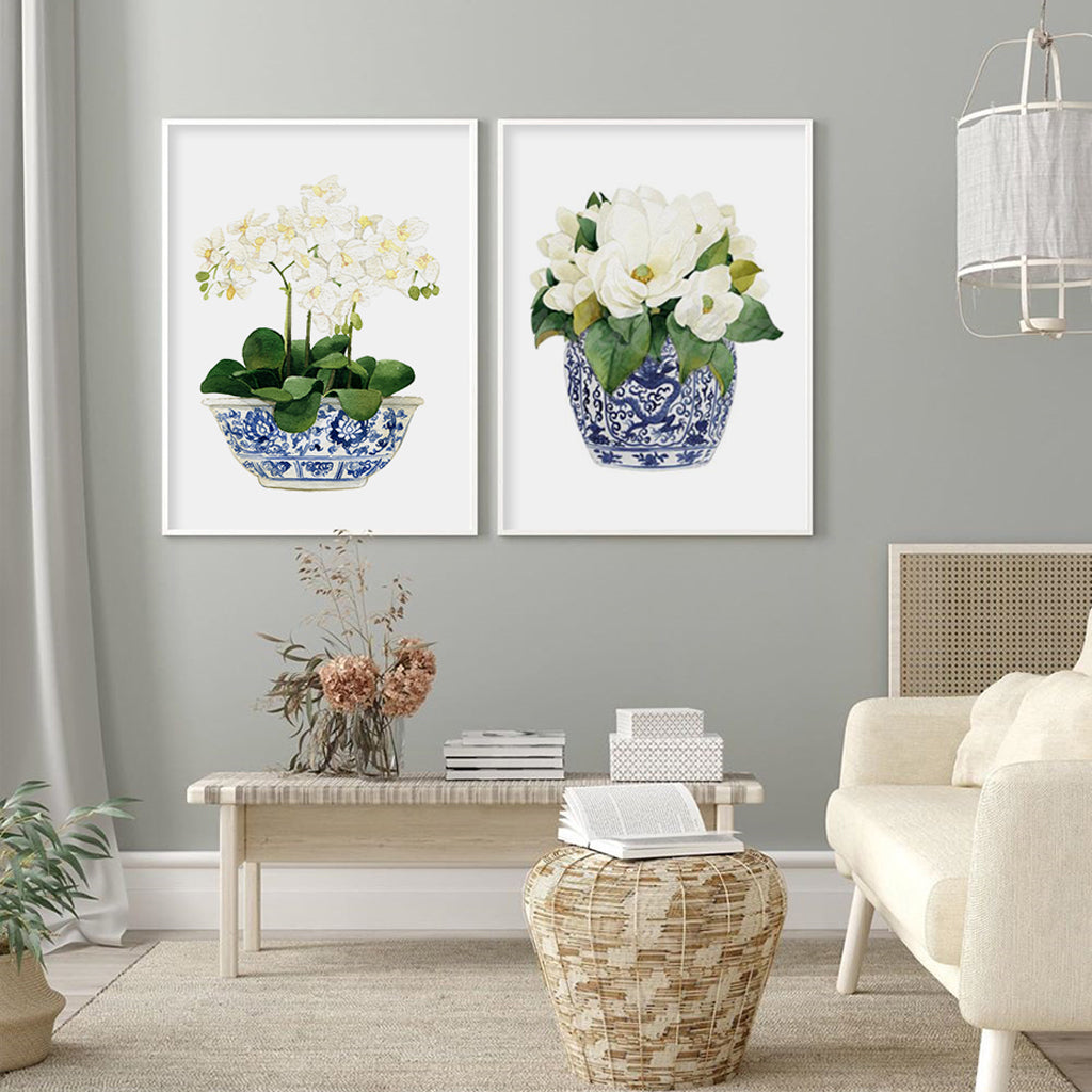 Potted Beauty Set Of 2 White Framed Canvas 80cmx120cm