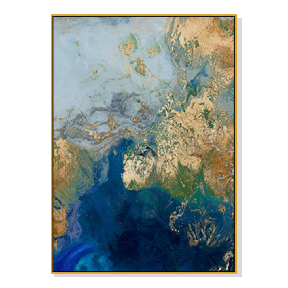 Satellite View Gold Framed Canvas 90cmx135cm